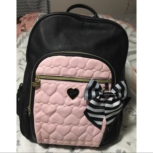Betsey Johnson heart quilted leather backpack